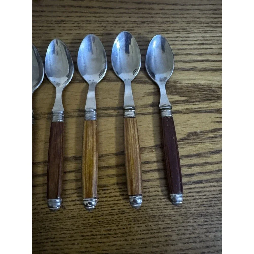 SCOF Mariposa France Recamier Teak Flatware Silverware Set 30 Pc Service For 6